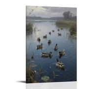 HDSCLMYY Wild Ducks Swimming in A Group on The Lake, Diving Into The Water to Forage Now And Then Trendy Hanging Wall Art Decorative Mural Poster08x12inch(20x30cm)