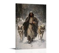 HDSCLMYY Wolves Flank Jesus As He Walks through A Blizzard, Each Step Warming The Earth Beneath Their Feet. Trendy Hanging Wall Art Decorative Mural Poster12x18inch(30x45cm)