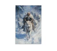 HDSCLMYY Wolves Follow The Knight Through Snow, No Longer Enemies, But Witnesses Trendy Hanging Wall Art Decorative Mural Poster12x18inch(30x45cm)
