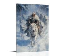 HDSCLMYY Wolves Follow The Knight Through Snow, No Longer Enemies, But Witnesses Trendy Hanging Wall Art Decorative Mural Poster16x24inch(40x60cm)
