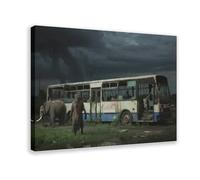 HDSDA Elephant by The Abandoned Bus (4) Canvas Poster Bedroom Decor Landscape Office Room Decor Gift 24x36inch(60x90cm)