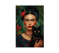 HDSDA Frida Kahlo's Black Cat Canvas Poster Bedroom Decor Landscape Office Room Decor Gift 12x18inch(30x45cm)