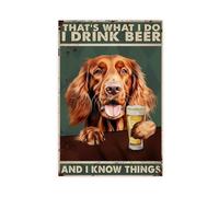 HDSDA Irish Setter Drinking Beer Canvas Poster Bedroom Decor Landscape Office Room Decor Gift 16x24inch(40x60cm)