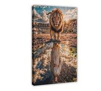 HDSDA Jesus And The Lion Poster Canvas Poster Bedroom Decor Landscape Office Room Decor Gift 20x30inch(50x75cm)