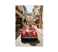 HDSDA Maltese Dog Driving A Convertible (2) Canvas Poster Bedroom Decor Landscape Office Room Decor Gift 12x18inch(30x45cm)