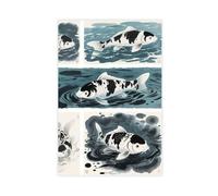 HDSDA Quantum Koi Ink Wash Poster (3) Canvas Poster Wall Art Decor Print Picture Paintings for Living Room Bedroom Decoration 16x24inch(40x60cm)