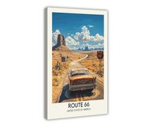 HDSDA Route 66 Road Trip Poster Canvas Poster Bedroom Decor Landscape Office Room Decor Gift 12x18inch(30x45cm)