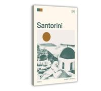 HDSDA Santorini, Greece Monochrome Canvas Poster Wall Art Decor Print Picture Paintings for Living Room Bedroom Decoration 24x36inch(60x90cm)