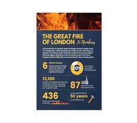 HDSDA The Great Fire of London Infographic Poster Canvas Poster Wall Art Decor Print Picture Paintings for Living Room Bedroom Decoration 16x24inch(40x60cm)