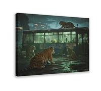 HDSDA Tiger by The Abandoned Bus (2) Canvas Poster Wall Art Decor Print Picture Paintings for Living Room Bedroom Decoration 16x24inch(40x60cm)