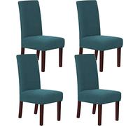 HDSDVNON High-stretch Dining Chair Set. Checkered Knit Fabric. Fits 19-28 Inch High-back Chairs. Non-slip Edging(Deep Teal,4)