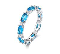 HDSDVNON Oval Opal Ring - 8mm Multicolor Iridescent Sterling Silver Jewelry, Durable Handcrafted Gemstone Ring for Women(Blue_9)