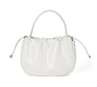 HDSDVNON Premium First Layer Cowhide Leather Crossbody Bag - Elegant Pleated Design With Crackle Texture, Versatile Shoulder Purse For Women(White)