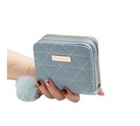 HDSDVNON Women's Mini Quilted Coin Purse - Diamond Stitch PU Leather Wallet with Double Layer & Breathable Design(Blue)