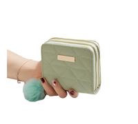 HDSDVNON Women's Mini Quilted Coin Purse - Diamond Stitch PU Leather Wallet with Double Layer & Breathable Design(Green)