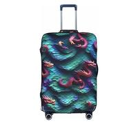HDSKFNS 3d Magical Dragon Scales Pattern Print Suitcase Covers For Luggage Suitcase Cover Travel Luggage Cover Fits 18-32 Inch Suitcases, White, S