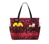 HDSKFNS Abstract Heart Print Each Travel Bag Large Capacity Tote Bags Foldable Pool Bag Zipper Handbags Vacation