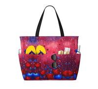 HDSKFNS Abstract Heart Print Each Travel Bag Large Capacity Tote Bags Foldable Pool Bag Zipper Handbags Vacation