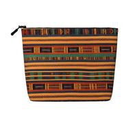HDSKFNS African Weaving Print Cosmetic Bag Makeup Bag For Women Travel Makeup Bag With Zipper Ideal For Daily Use Travel
