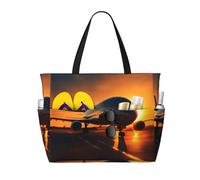 HDSKFNS Airplane At Sunset Print Each Travel Bag Large Capacity Tote Bags Foldable Pool Bag Zipper Handbags Vacation
