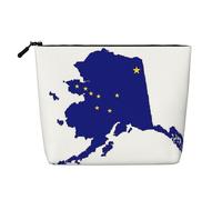 HDSKFNS Alaska State Flag Map Print Cosmetic Bag Makeup Bag For Women Travel Makeup Bag With Zipper Ideal For Daily Use Travel