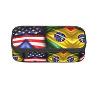 HDSKFNS American And Brazilian Flags Print Pencil Case-Pencil Bag Artists' Pens,Pencils Marker Box Large Capacity Perfect Work Travel
