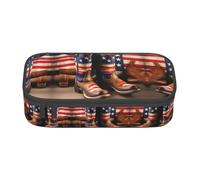 HDSKFNS American Flag With Cowboy Boots Print Pencil Case-Pencil Bag Artists' Pens,Pencils Marker Box Large Capacity Perfect Work Travel
