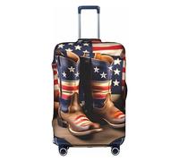 HDSKFNS American Flag With Cowboy Boots Print Suitcase Covers For Luggage Suitcase Cover Travel Luggage Cover Fits 18-32 Inch Suitcases, White, S