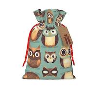 HDSKFNS Animal Cartoon Owls Cute Xmas Burlap Bag Christmas Drawstring Bag Holiday New Year Party Home Office Packaging