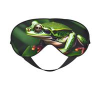 HDSKFNS Animal Frog Green Leaf Leaves Print Sleep Mask Silk-Like Eye Mask Sleeping Eye Mask For Women Men For Travel Sleep Relaxation
