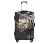 HDSKFNS Animal Rhino Print Suitcase Covers For Luggage Suitcase Cover Travel Luggage Cover Fits 18-32 Inch Suitcases, White, L