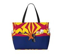 HDSKFNS Arizona State Flag Print Each Travel Bag Large Capacity Tote Bags Foldable Pool Bag Zipper Handbags Vacation