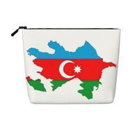 HDSKFNS Azerbaijan Flag Map Print Cosmetic Bag Makeup Bag For Women Travel Makeup Bag With Zipper Ideal For Daily Use Travel
