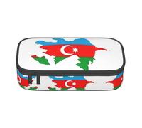 HDSKFNS Azerbaijan Flag Map Print Pencil Case-Pencil Bag Artists' Pens,Pencils Marker Box Large Capacity Perfect Work Travel