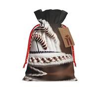 HDSKFNS Baseball Lace Close Up Xmas Burlap Bag Christmas Drawstring Bag Holiday New Year Party Home Office Packaging