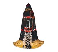HDSKFNS Basketball Print Halloween Hooded Cloak Masquerade Cosplay Costume Unisex Witch Robe Cloak with Hood Cape, Black, S