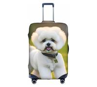 HDSKFNS Bichon Frise Dog On The Grass Print Suitcase Covers For Luggage Suitcase Cover Travel Luggage Cover Fits 18-32 Inch Suitcases, White, S
