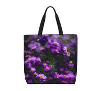 HDSKFNS Blooming Purple Blossoms Print Reusable Tote Bag For Women Grocery Bags Shoulder Bag With Zipper Work Travel Shopping