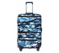 HDSKFNS Blue Camouflage Print Suitcase Covers For Luggage Suitcase Cover Travel Luggage Cover Fits 18-32 Inch Suitcases, White, S