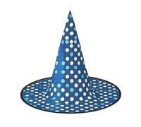 HDSKFNS Blue Polka Dot Pattern Print Halloween Witch Hat Wizard Hat For Parties Perfect Accessory For Costumes Holiday Party
