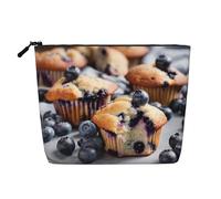 HDSKFNS Blueberry Muffin 03 Print Cosmetic Bag Makeup Bag For Women Travel Makeup Bag With Zipper Ideal For Daily Use Travel, Black, One Size