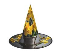 HDSKFNS Bouquet Of Daffodils Print Halloween Witch Hat Wizard Hat For Parties Perfect Accessory For Costumes Holiday Party