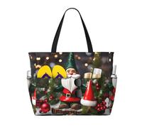 HDSKFNS Christmas Traditional Gnomes Print Each Travel Bag Large Capacity Tote Bags Foldable Pool Bag Zipper Handbags Vacation