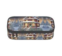 HDSKFNS Christmas Village House Print Pencil Case-Pencil Bag Artists' Pens,Pencils Marker Box Large Capacity Perfect Work Travel