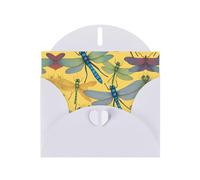 HDSKFNS Colorful Dragonfly Print Greeting Cards 6x4 Inch Pearl Paper Cards With Envelopes,For Birthday Wedding Sympathy