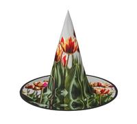 HDSKFNS Colorful Tulips Print Halloween Witch Hat Wizard Hat For Parties Perfect Accessory For Costumes Holiday Party