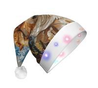 HDSKFNS Corgi Floral Flowers Spring Garden Print Christmas Hat For Adult Santa Hats With Led Lights Xmas Hat Headwear Christmas New Year