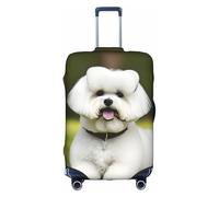 HDSKFNS Cute Bichon Frise Dog Print Suitcase Covers For Luggage Suitcase Cover Travel Luggage Cover Fits 18-32 Inch Suitcases, White, XL