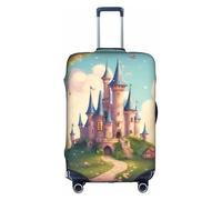 HDSKFNS Cute Fairy Tale Castle04 Print Suitcase Covers For Luggage Suitcase Cover Travel Luggage Cover Fits 18-32 Inch Suitcases, White, L