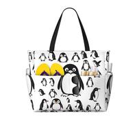 HDSKFNS Cute Penguin Print Each Travel Bag Large Capacity Tote Bags Foldable Pool Bag Zipper Handbags Vacation